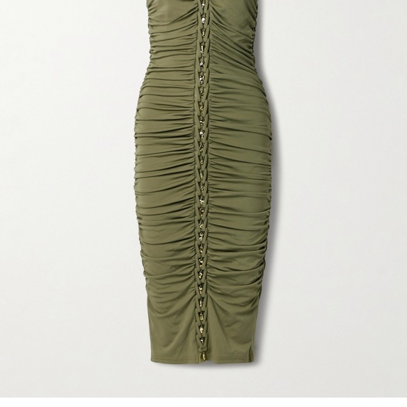 Cult Gaia Olive Ruched Midi Dress - Picture 2 of 11